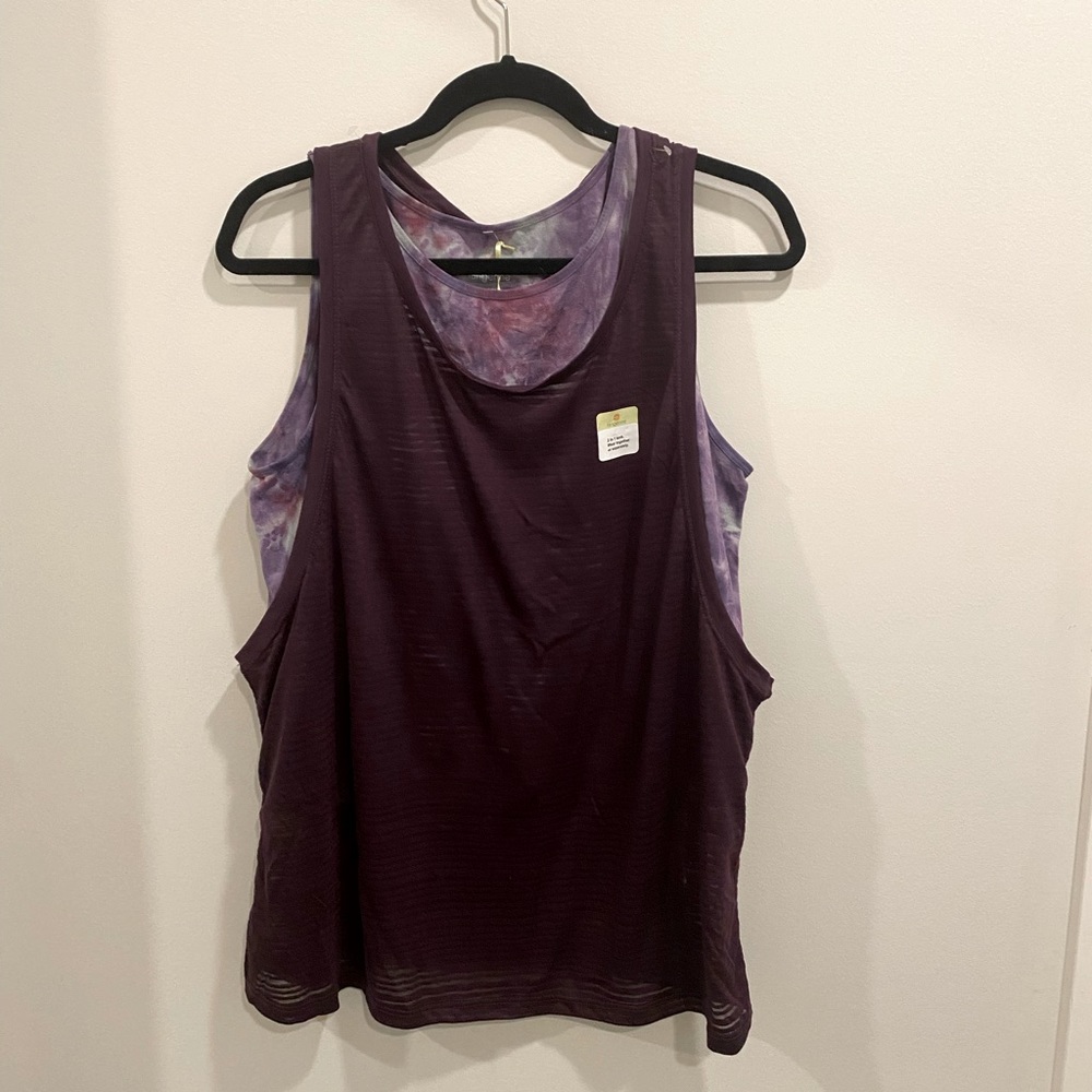 Purple Tie Dye Athletic 2-in-1 Tank Top - Size XXL